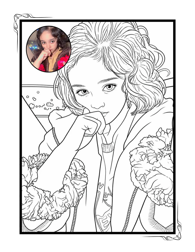Custom Coloring Book with Colored Photo(12 Pages)