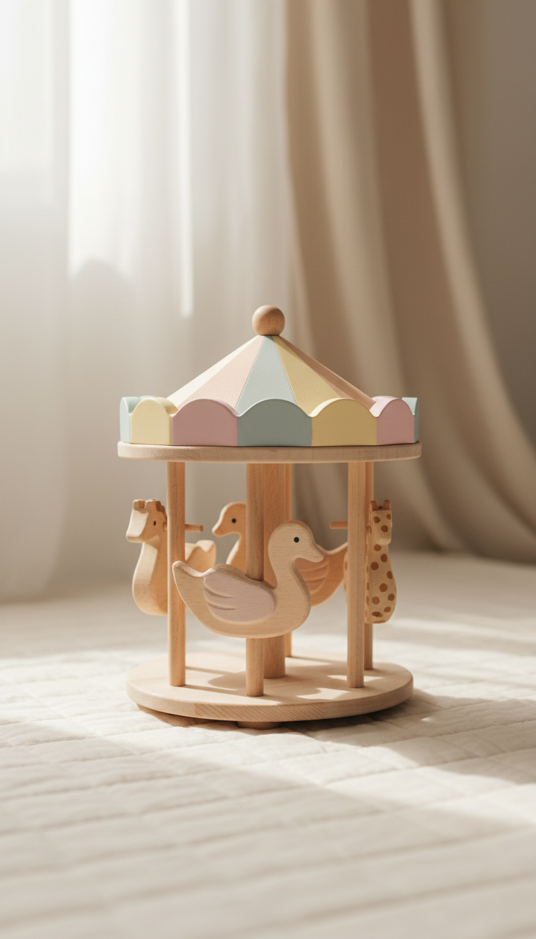 Carousel-Inspired Wooden Playset