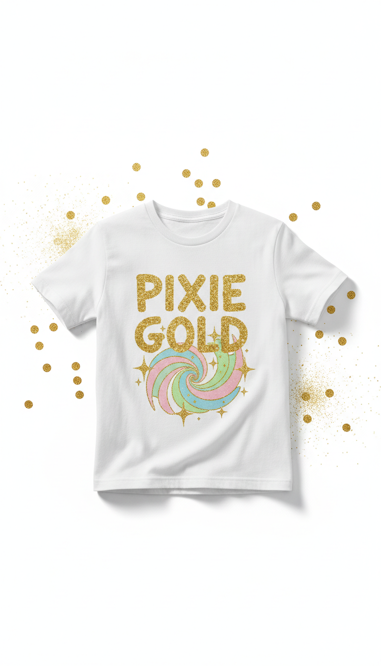 Pixie gold sparkle graphic tee