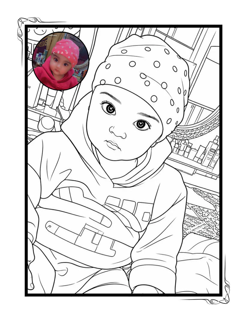 Custom Coloring Book With Colored Photo( 24 Pages)