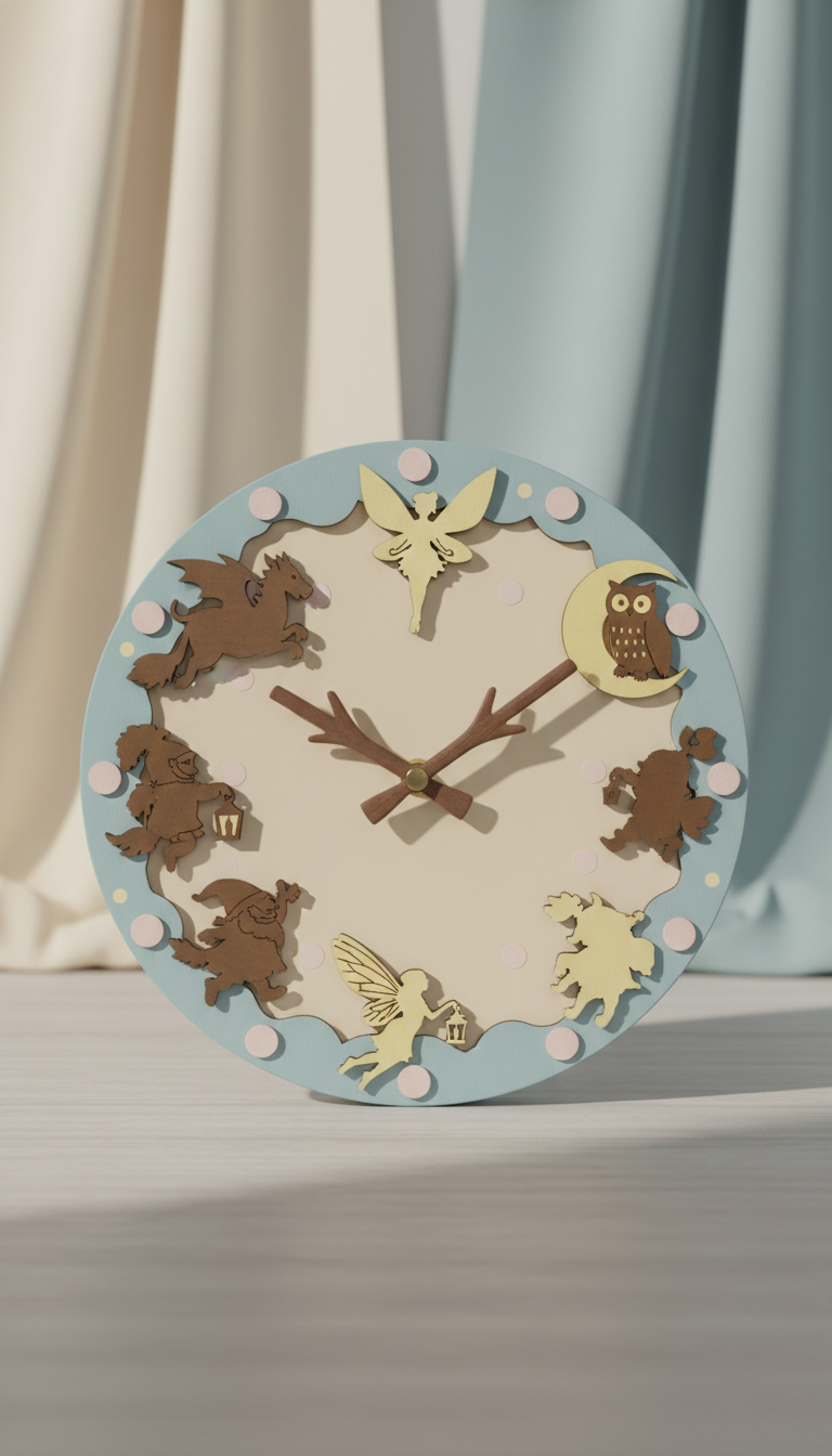 Whimsical Home Decor Clock With Character Silhouettes